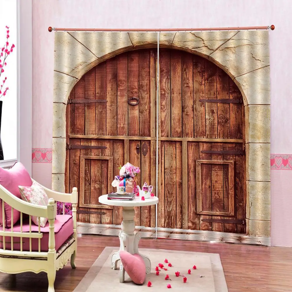 Европейские занавески с аркой на дверь коричневые для гостиной спальни Cortinas