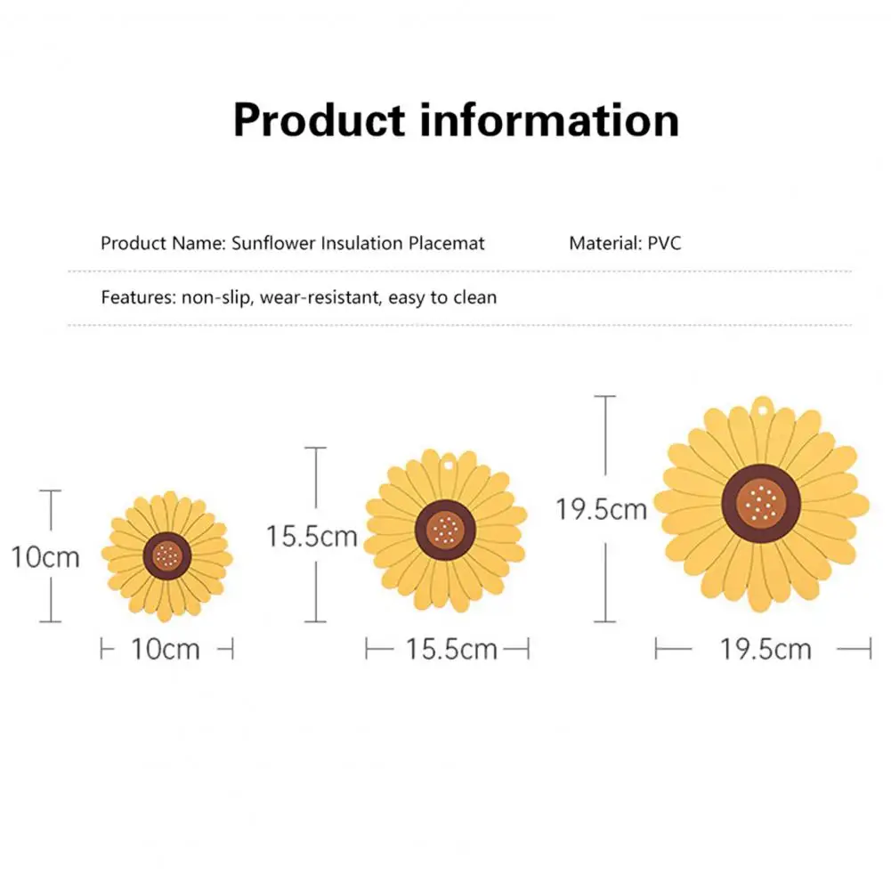 

Coaster Sunflower Pattern Non-Slip PVC Dinnerware Table Cushion for Kitchen