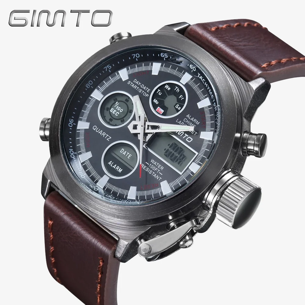 Часы GIMTO мужские спортивные цифровые светодиодные армейские