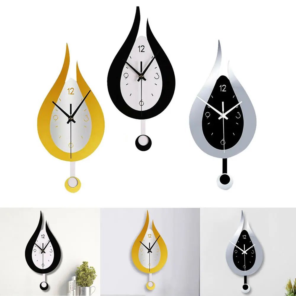 Современные белые часы в форме капли воды креативные кварцевые настенные с