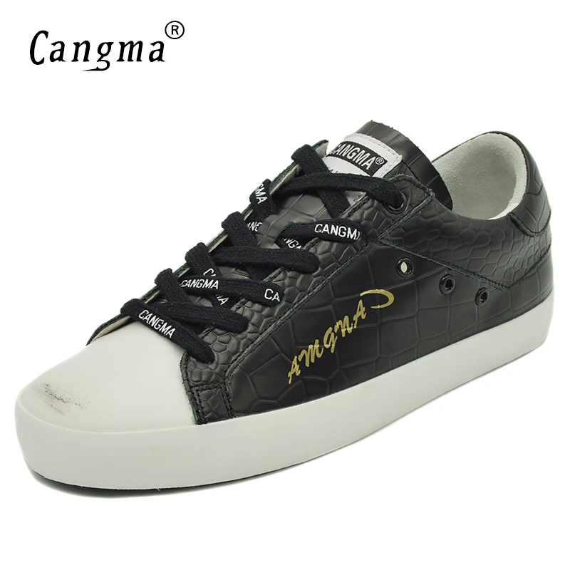 

Женские кроссовки ручной работы CANGMA, черные низкие кроссовки из лакированной натуральной кожи, повседневные женские кроссовки на плоской п...