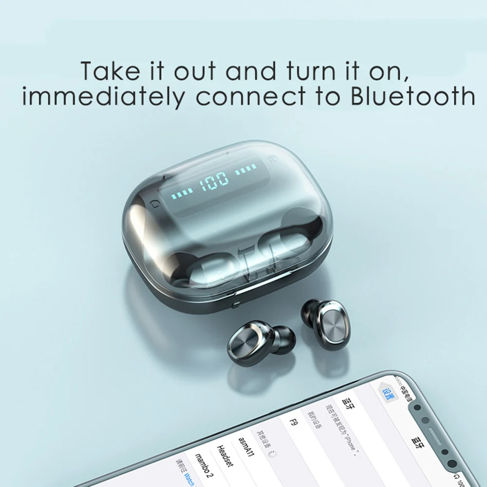 Bluetooth 5 0 наушники с умным светодиодным дисплеем зарядный чехол IPX7
