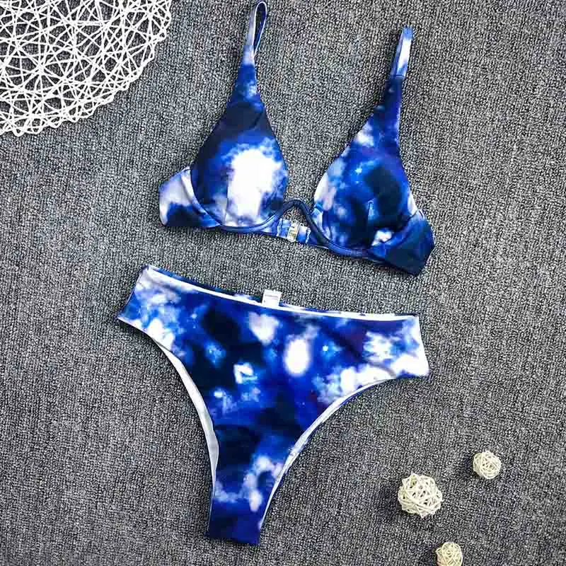 

Tie Dye Bikini Swimwear Women High Waist Swimsuit 2021 Sexy Micro Bikini Swimsuit Push Up Women's Swimwear Separate Sexy Bikini