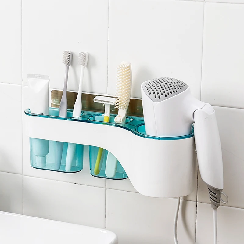 

Wall Mounted Hair Dryer Holder with Organizer Cup,Styling Tools Storage Rack Organizer for Bathroom Washroom