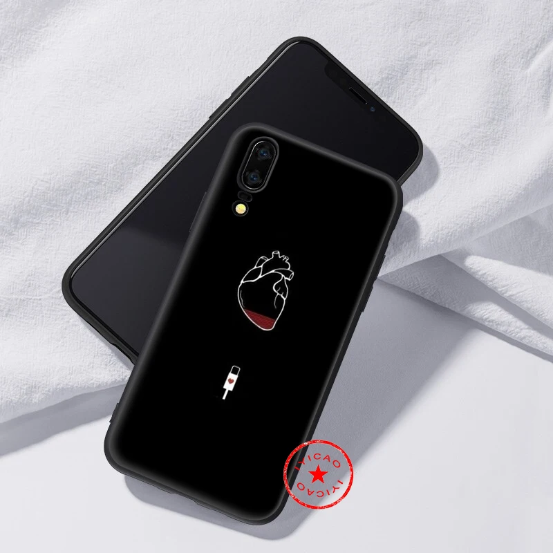 IYICAO простой чехол с изображением сердечка цветка черный мягкий для huawei P30 P20 P10 P9 P8