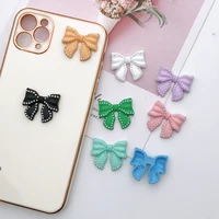 10pcslot new spray painted bow diy mobile phone case accessories candy color spray painted pearl ribbon material accessories