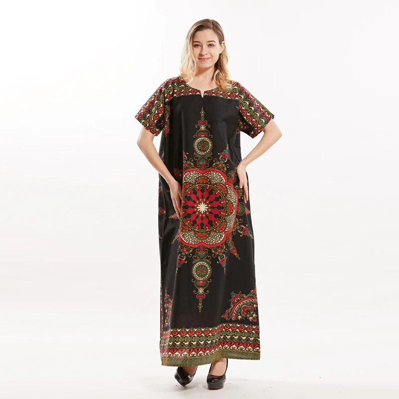 Африканская мода печати свободные макси осенние Vestidos этнический стиль
