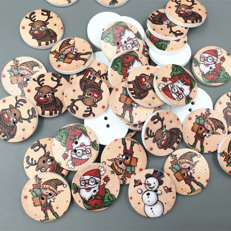 100 шт. круглые деревянные пуговицы для скрапбукинга 25 мм|Пуговицы| |