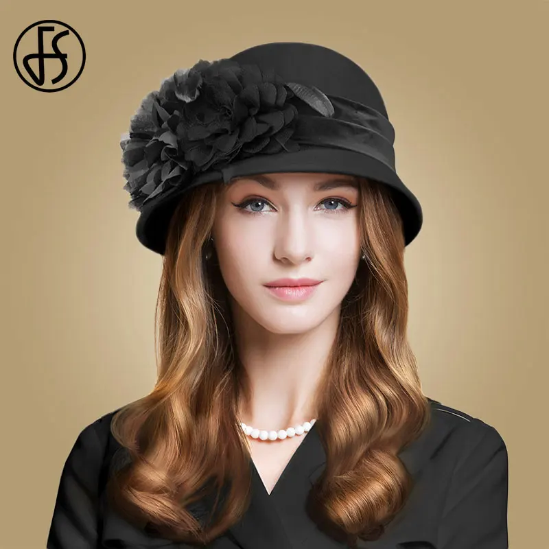 Женская свадебная шляпа FS элегантная розовая фетровая с широкими полями