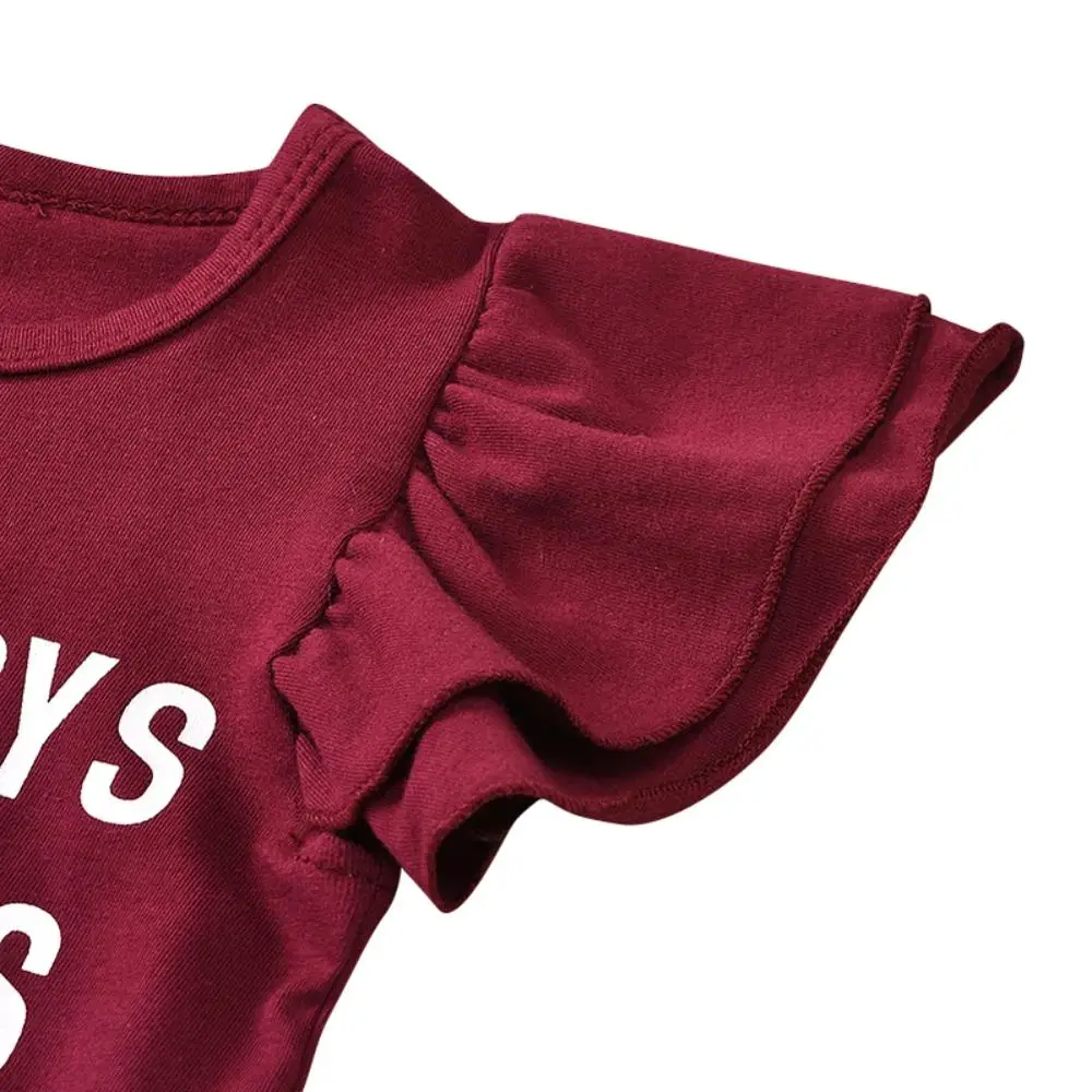 Комбинезон для маленьких девочек с расклешенными рукавами и буквенным принтом +