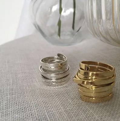 Женские кольца AOMU нестандартные металлические Колечки золотистого и