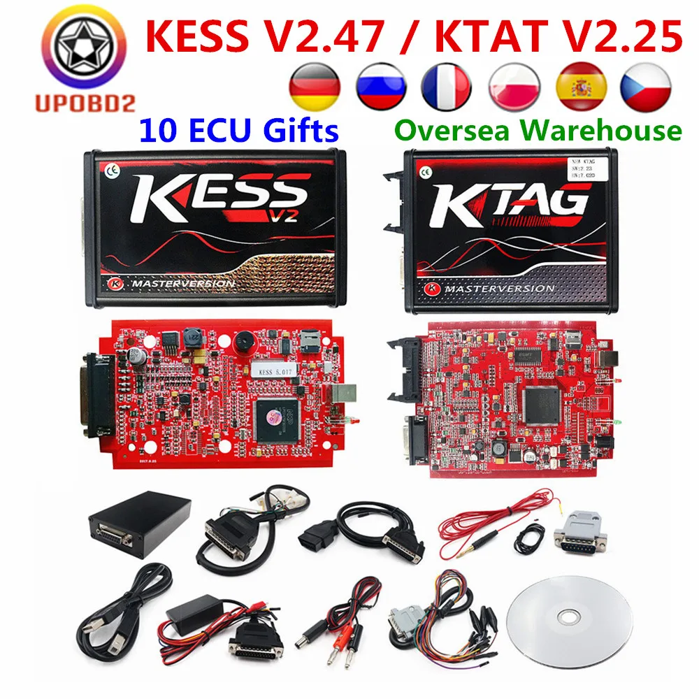 KESS V5.017 V2.47 KTAG V7.020 V2.25 EU Красный Онлайн мастер чип инструмент для настройки K TAG K-tag 7,020 Kess v2 светодиодный BDM Рамка 22 шт. адаптер