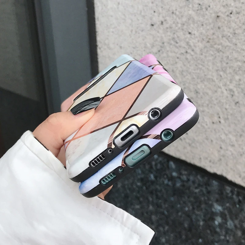 YHBB чехол с геометрическим покрытием разноцветный мраморный мягкий для samsung Note 10 8