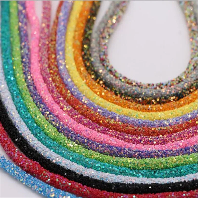 1 ярд разноцветных радужных блесток сверлильные трубки с блестящим порошковым