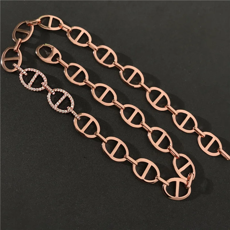 

UMGODLY модное ожерелье высокого качества цвета розового золота с матросской пряжкой чокер цепочка с фианитами скользящие обручи женские ювел...