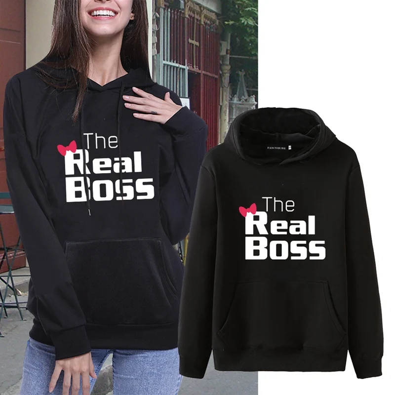 The Boss The Real Boss толстовки для пар для женщин и мужчин свитшот с надписью для влюбленных пары худи пуловеры в стиле кэжуал подарок