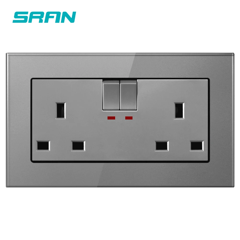 SRAN розетка стандарта Великобритании с выключателем света настенная 146*86 мм