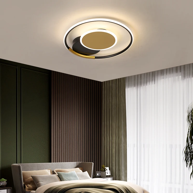 Black Gold LED Ceiling Lights With Remote Control For Bedroom Living Room Studyroom Dining Room Lighting Fixtures For AC90-260V