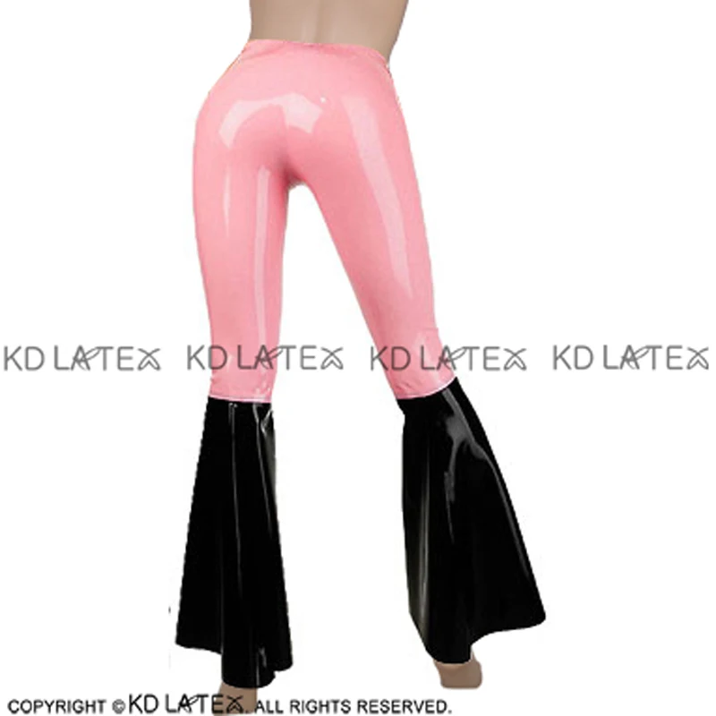Детские розовые и черные сексуальные латексные леггинсы с расклешенными ножками