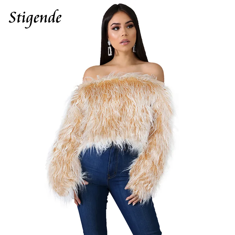 Пуловер женский с длинным рукавом и градиентным переходом цвета искусственным