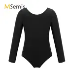 Детский гимнастический купальник для девочек, для танцев, с длинными рукавами, балетное платье, костюм, Купальник для танцев, боди для сцены