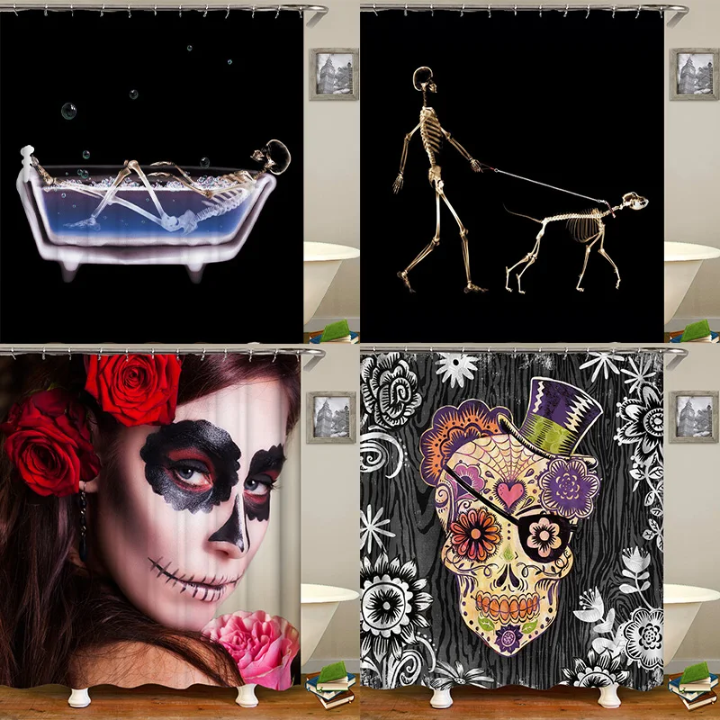 Пожарный череп Женская занавеска для душа водонепроницаемая Полиэстеровая