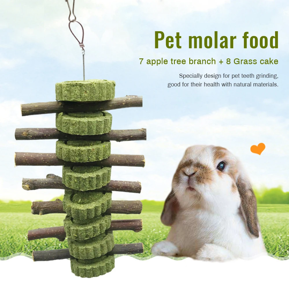 

Pet Teeth Grinding Toys Hamster Rabbit Grasses Cake Chew Toy Natural Hanging Cookie For Hamster Rabbit Chinchilla Pet Supplies