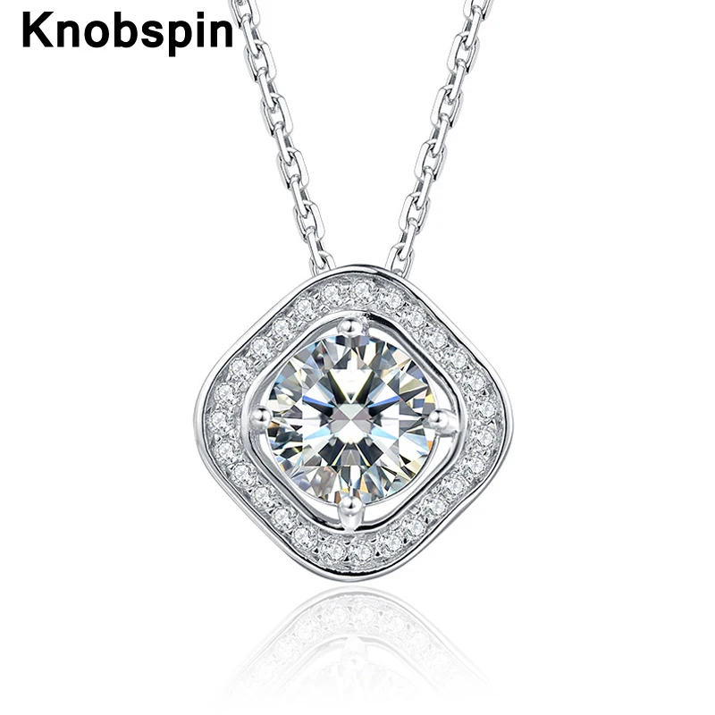 

Knobspin 100% 925 Sterling Silver Real 1 Carat D Color Moissanite Bride Pendant Necklace For Women Fine Jewelry Wholesale