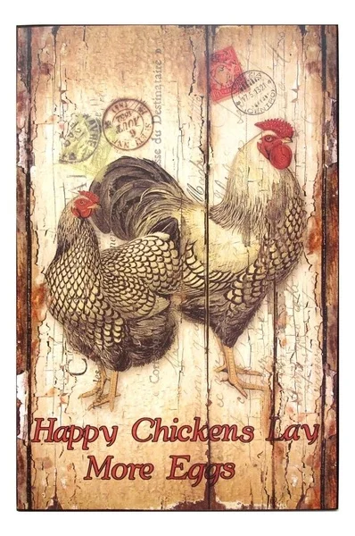 

HAPPY CHICKENS LAY MORE EGGS Metal Retro Aluminium Sign Vintage Tin Sign Wall Art Decoration