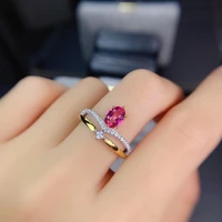 two tone gold plated 925 sterling silver natural pink topaz curved ring engagement wedding rings for women gift