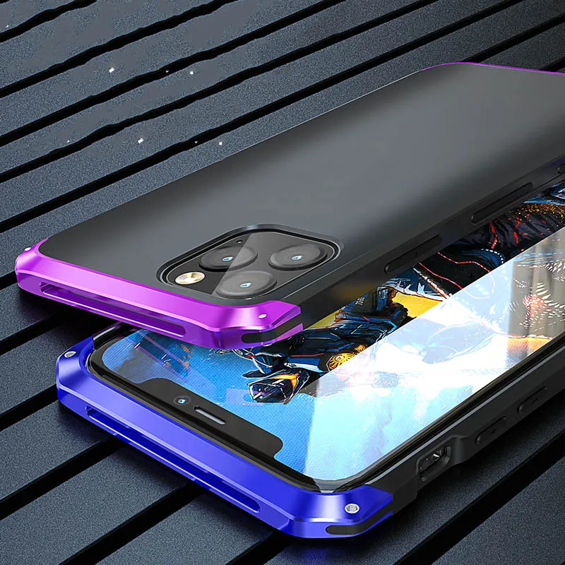 Противоударный защитный чехол для iphone 11 Pro Max металлический бампер жесткий из ТПУ