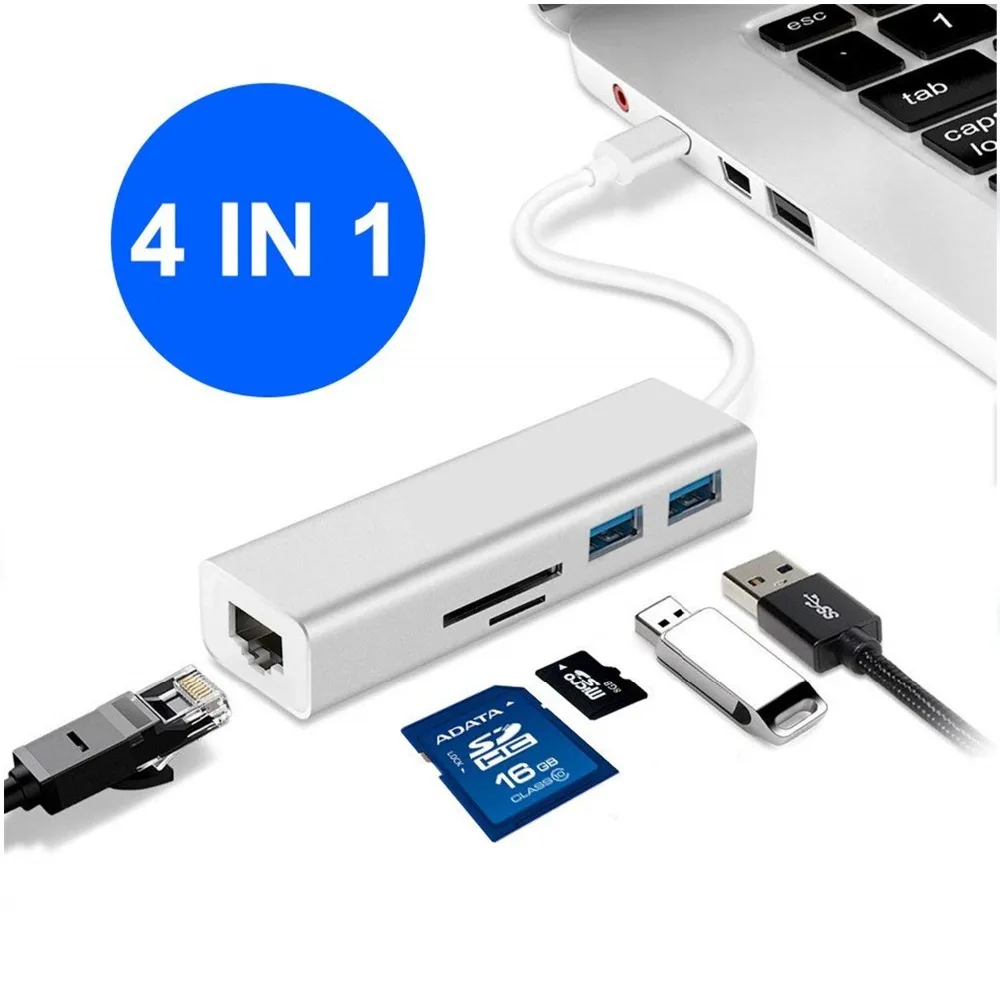 USB C концентратор тип к 3 0 кардридер SD/TF RJ45 10/100 гигабитный Ethernet сетевой адаптер