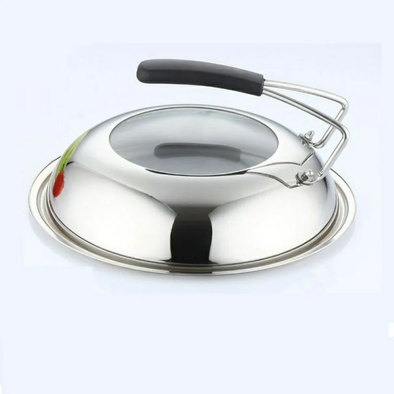 zq Wok Tempered Glass Cover Stainless Steel Pot Lid Household 30/32/34cm | Figurines &amp Miniatures
