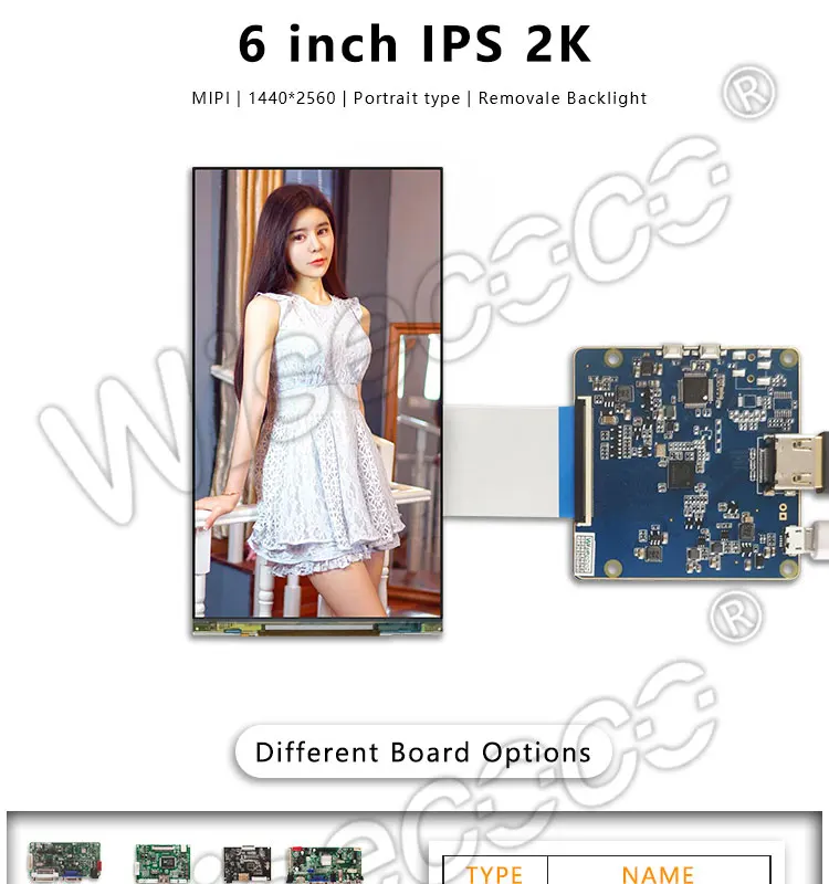 Wisecoco 2k ЖК-экран 6 дюймов 2560x1440 1440p TFT ips ЖК-панель Высокая яркость LS060R1SX02 HDMI к MIPI плата драйвера