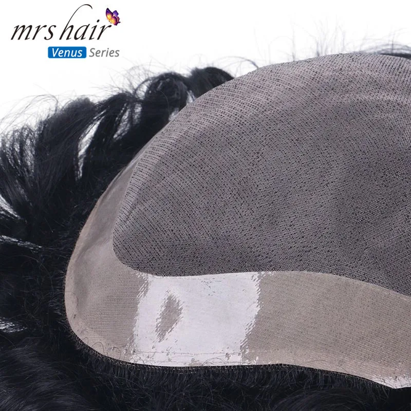 MRS HAIR мужской парик Remy человеческие волосы кружева Тонкий ПУ заменить мужчин t система Toupees мужские волосы парики