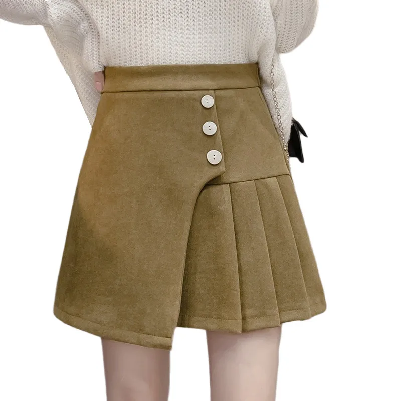 Женская Зимняя шерстяная короткая плиссированная юбка 2019 с завышенной талией