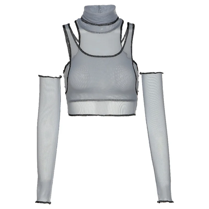 Уличная вечерние вечерняя Клубная одежда женский прозрачный облегающий жилет