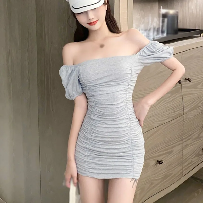 

2020 Women Dresses Sexy Solid Sheath Off-shoulder Above Knee Dress Slash Neck Sleeveless Dresses