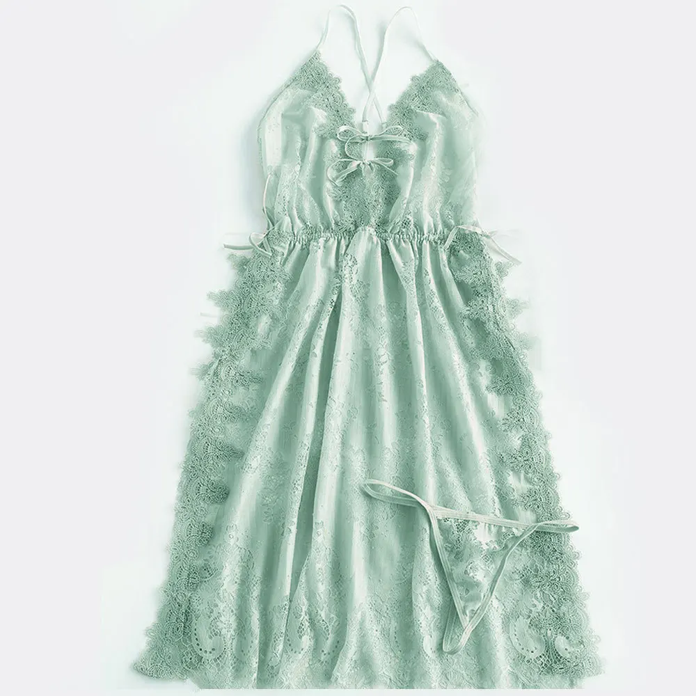 Цветочная вышивка с глубоким v образным вырезом ночная рубашка подвязками Для