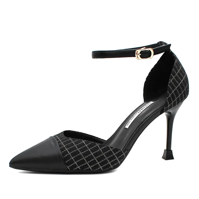 

Pointed Toe Pumps 2021 New Autumn Socialite Temperament Word Buckle High Heels Women's Sandals High-Grade Noble