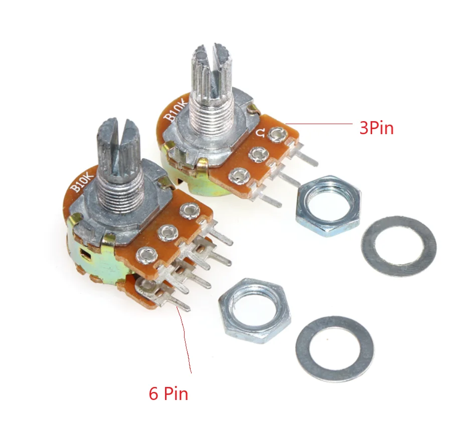 

5pcs WH148 B1K B2K B5K B10K B20K B50K B100K B500K 3Pin 6Pin15mm Shaft Amplifier Dual Stereo Potentiometer