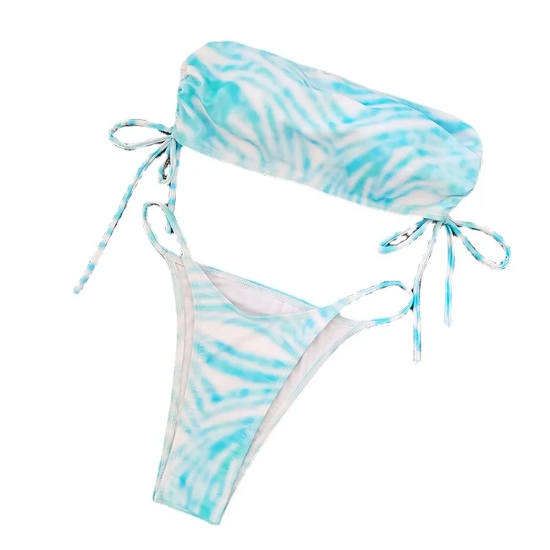 

2021 Banding Print Steel-Free Polyester Sexy 2 Piece Swimsuit For Women Bikini