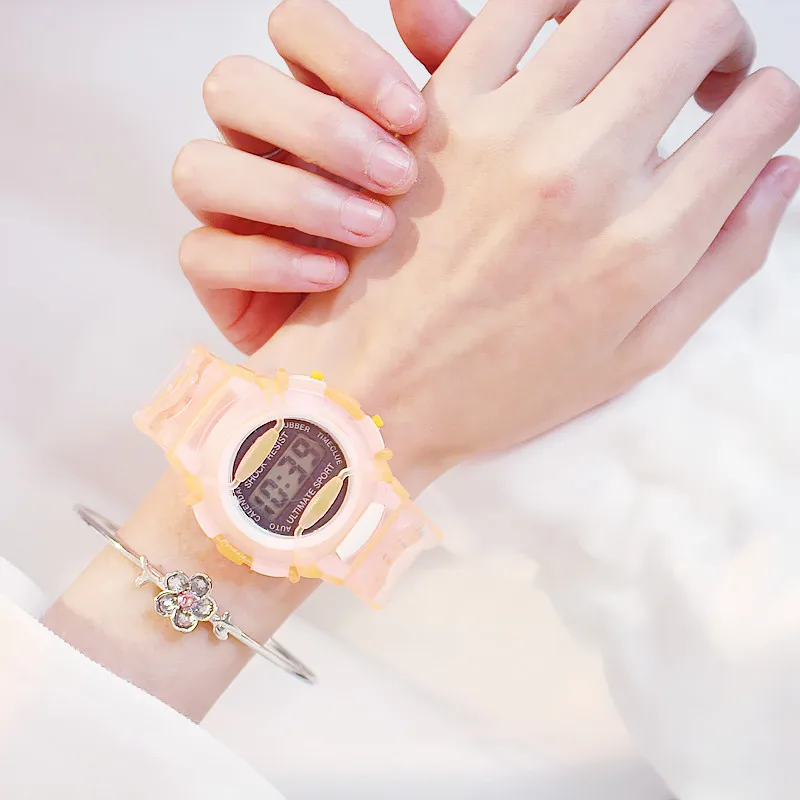 Популярные корейские простые электронные спортивные часы цифровые детские