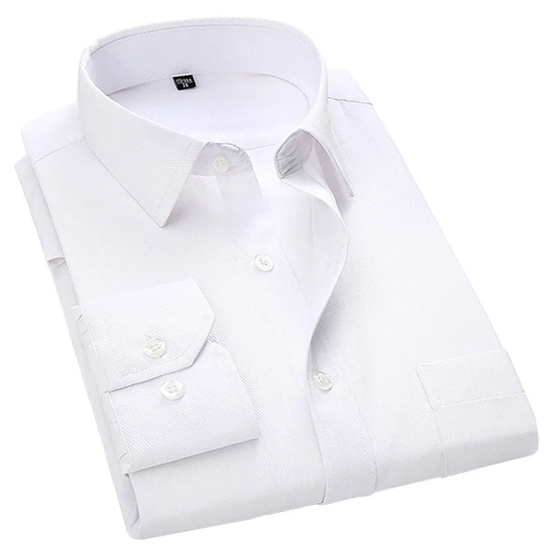 

4XL 5XL 6XL 7XL 8XL Large Size Men's Business Casual Long Sleeved Shirt White Blue Black Smart Male Social Dress Shirts For Plus