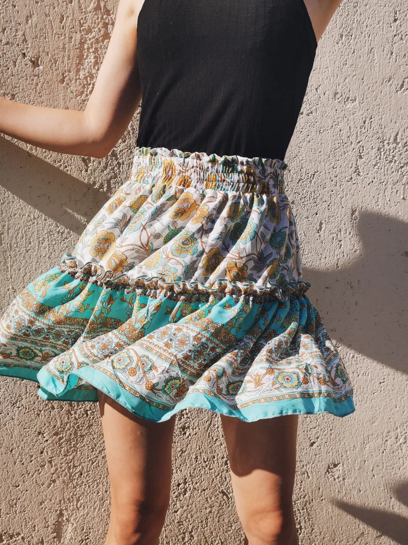 Женская плиссированная юбка трапециевидной формы в этническом стиле эластичная