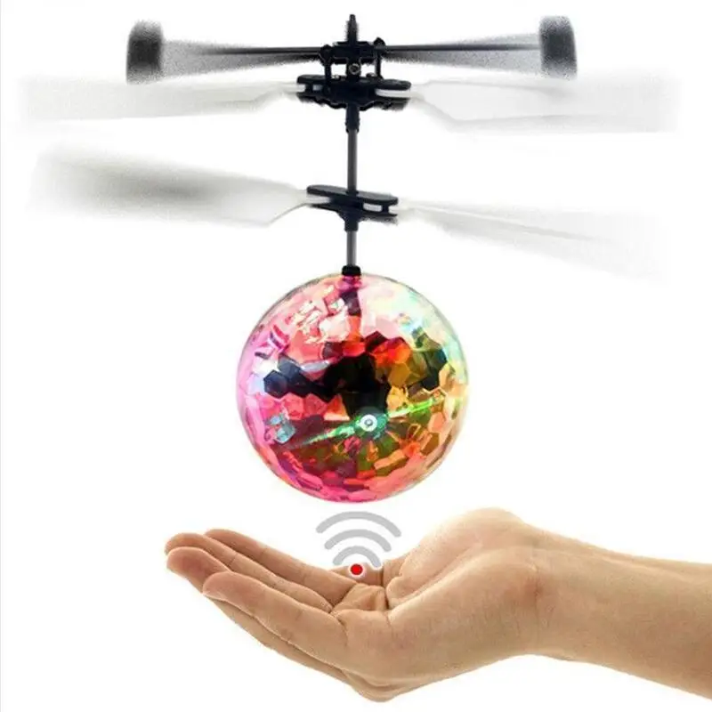 Helicóptero de bola voladora colorida con Sensor de invitados, OVNI, Dron Antiestrés con carga USB integrada, Flash, iluminación LED, juguete para niños, novedad