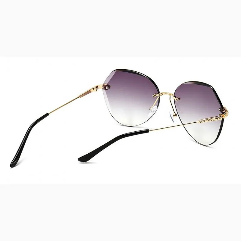 Модные женские солнцезащитные очки без оправы с градиентом цвета океана в