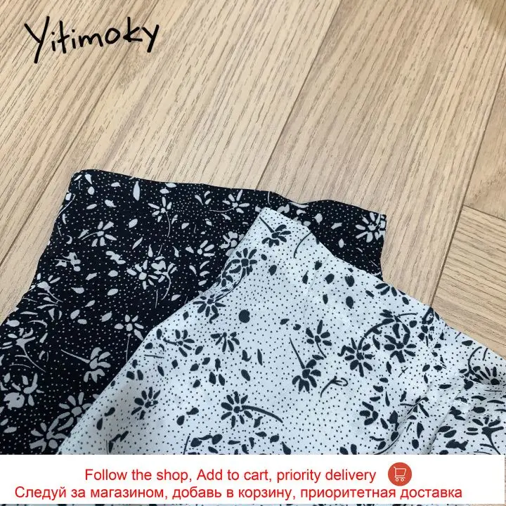 

Yitimoky Lace V-Neck Puff Sleeve woman dress 2021 summer fashion Korean Office Lady Floral Printing Ankle-Length maxi Dresses