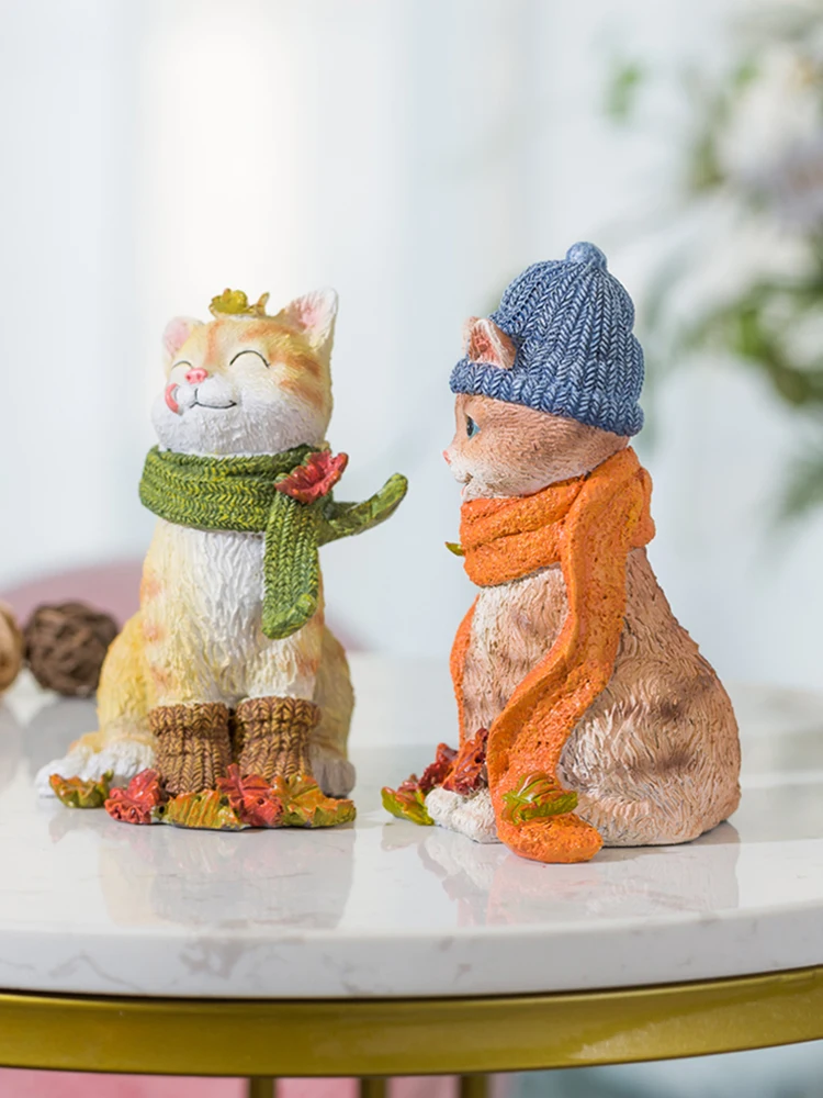 Маленькие полимерные декоративные фигурки кошек креативные статуэтки животных