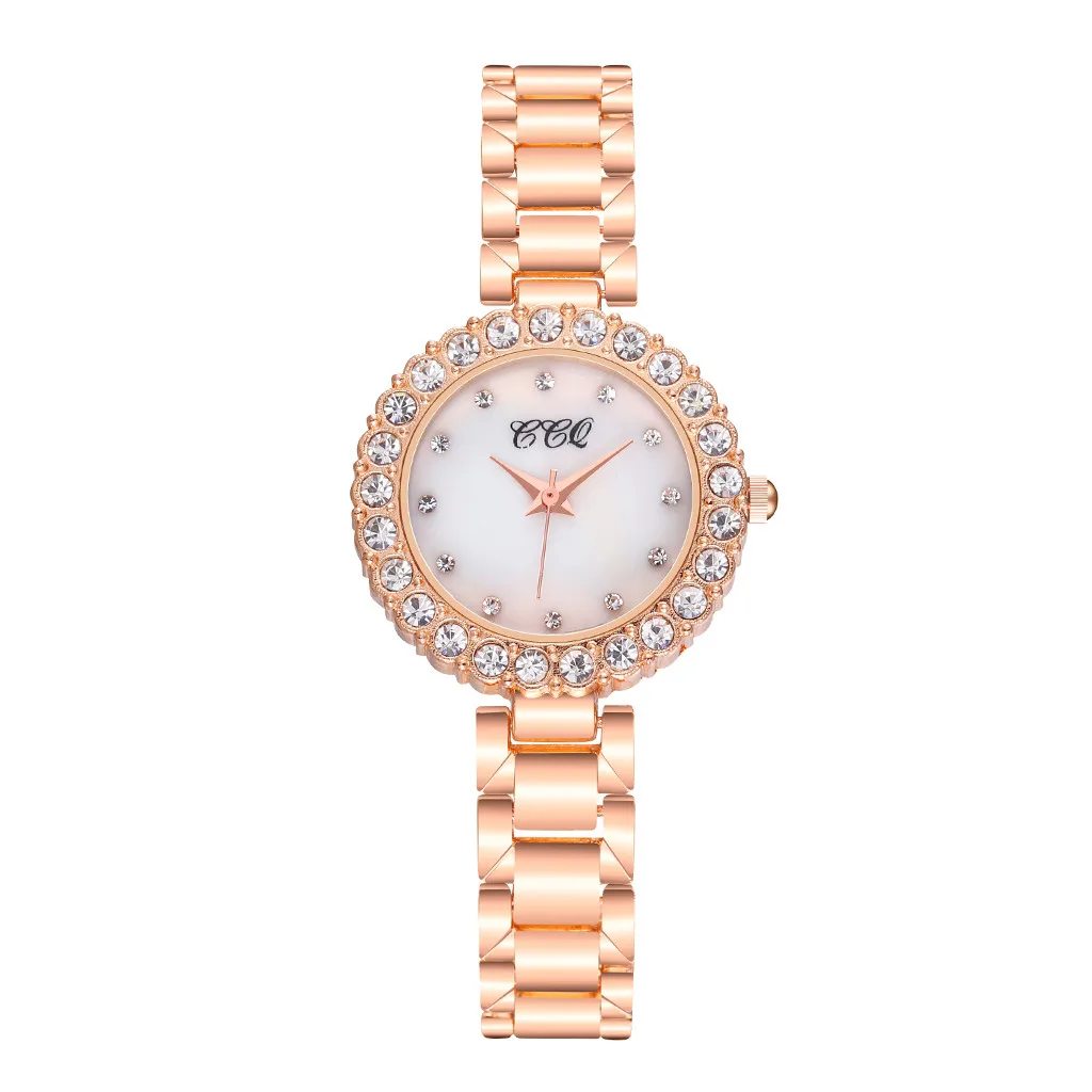 

Dames Horloge Ccq Women's Crystal Casual Quartz Stainless Steel Newv Strap Bracelet Watch Set Relojes Para Mujer Montre Femme